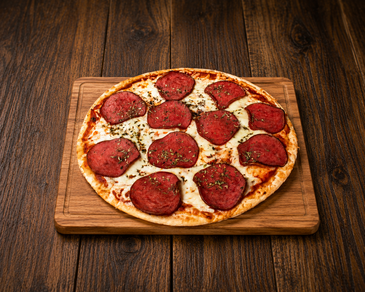 Pizza italiana com mozzarella e manjericão
